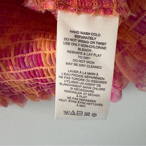 Free People Sugar Top in Hot Tropics Floral Pink Orange Top Fairycore Button NWT - Picture 10 of 12